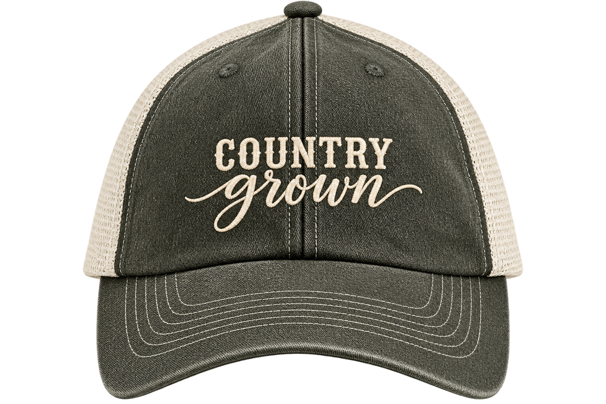 Country Grown Embroidered Vintage Trucker Cap
